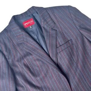 Vtg 70s Sasson Tweed Striped Wool Blazer size Large